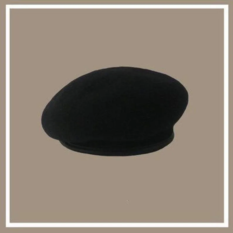 Vintage Style Wool Beret for Women with Leather Rim