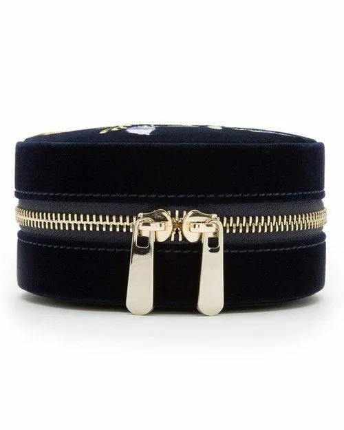 Wolf Zoe Indigo Round Travel Jewelry Case