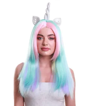 Women Unicorn Multi Colored Wig | Premium Breathable Capless Cap
