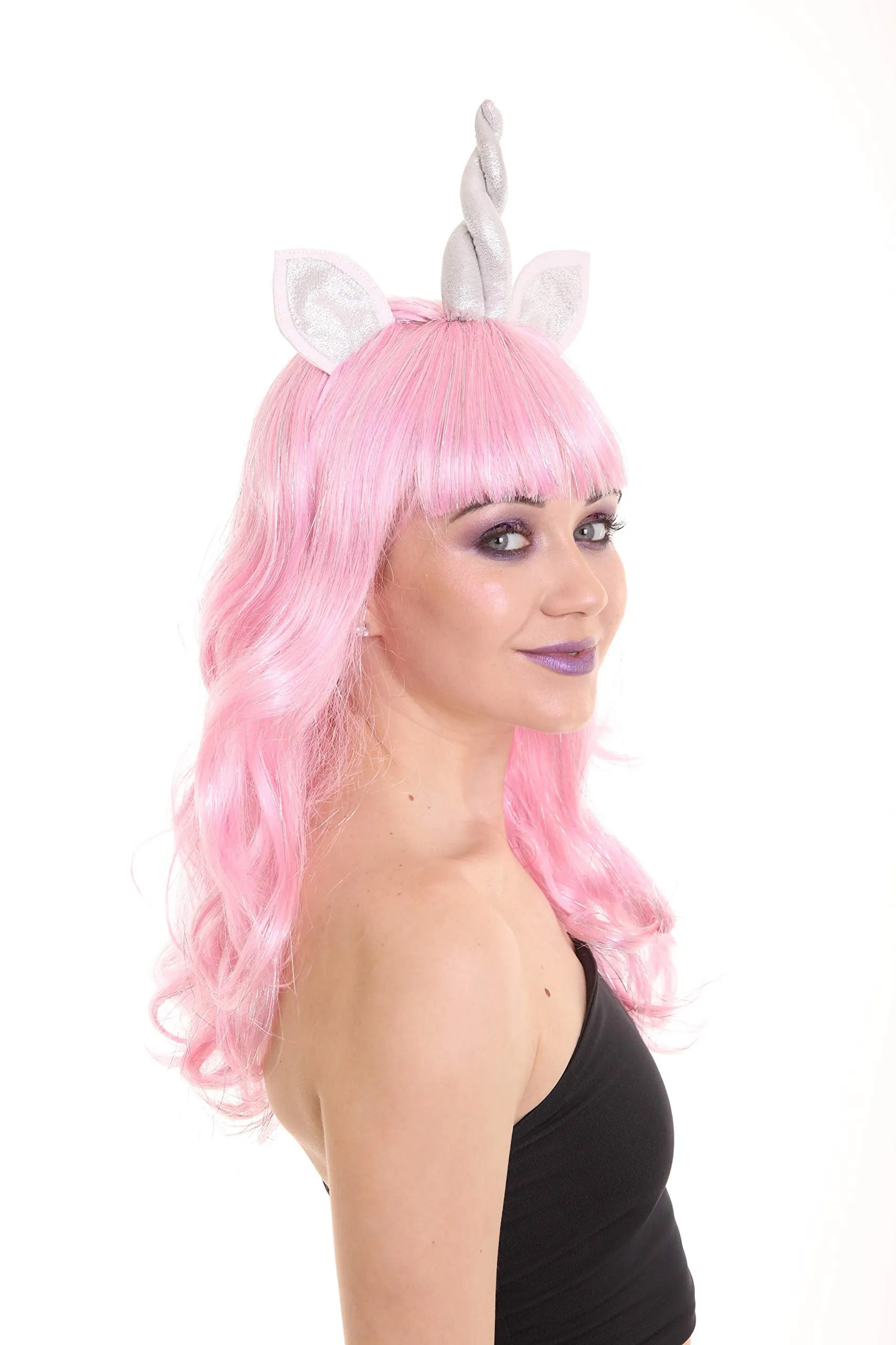 Women's Unicorn Princess Wig with Horn and Ears | Halloween Rave Wig | Premium Breathable Capless Cap