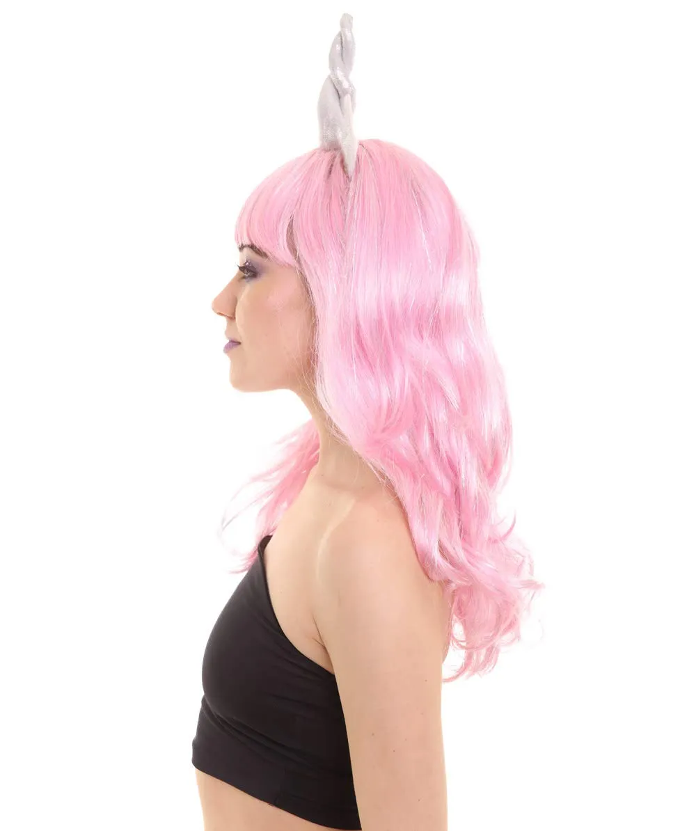 Women's Unicorn Princess Wig with Horn and Ears | Halloween Rave Wig | Premium Breathable Capless Cap