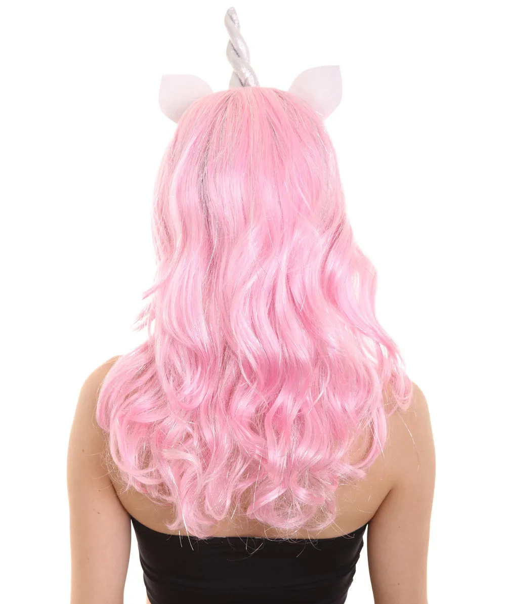 Women's Unicorn Princess Wig with Horn and Ears | Halloween Rave Wig | Premium Breathable Capless Cap