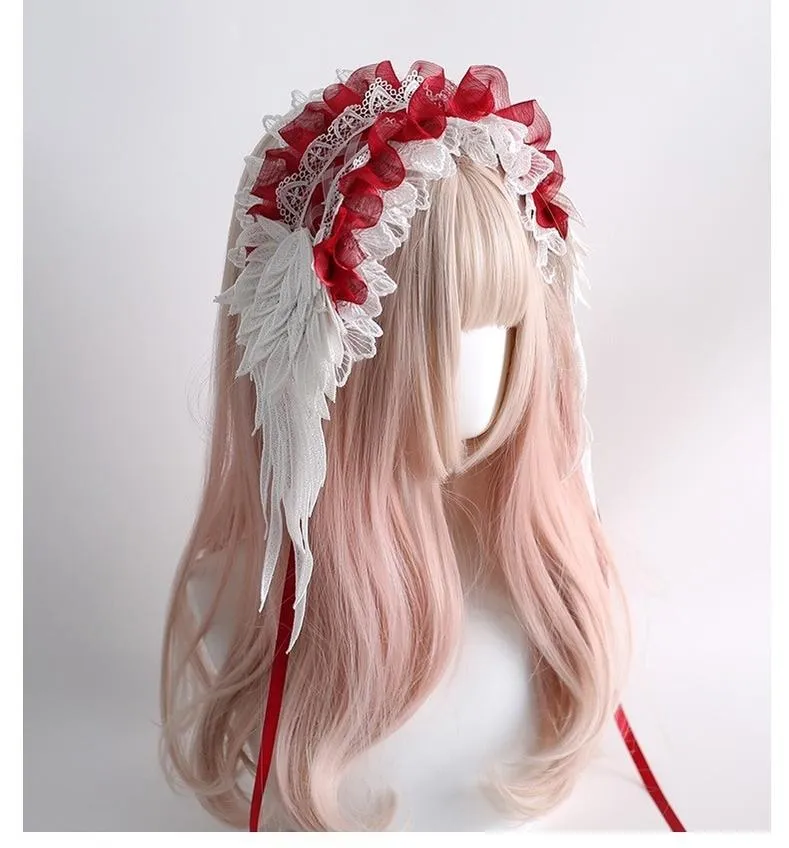 Xiaogui~Christmas Color Lolita Headdress Red and White Feather Accessory