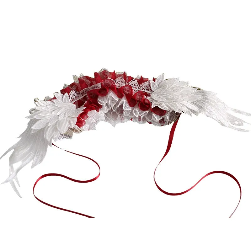 Xiaogui~Christmas Color Lolita Headdress Red and White Feather Accessory