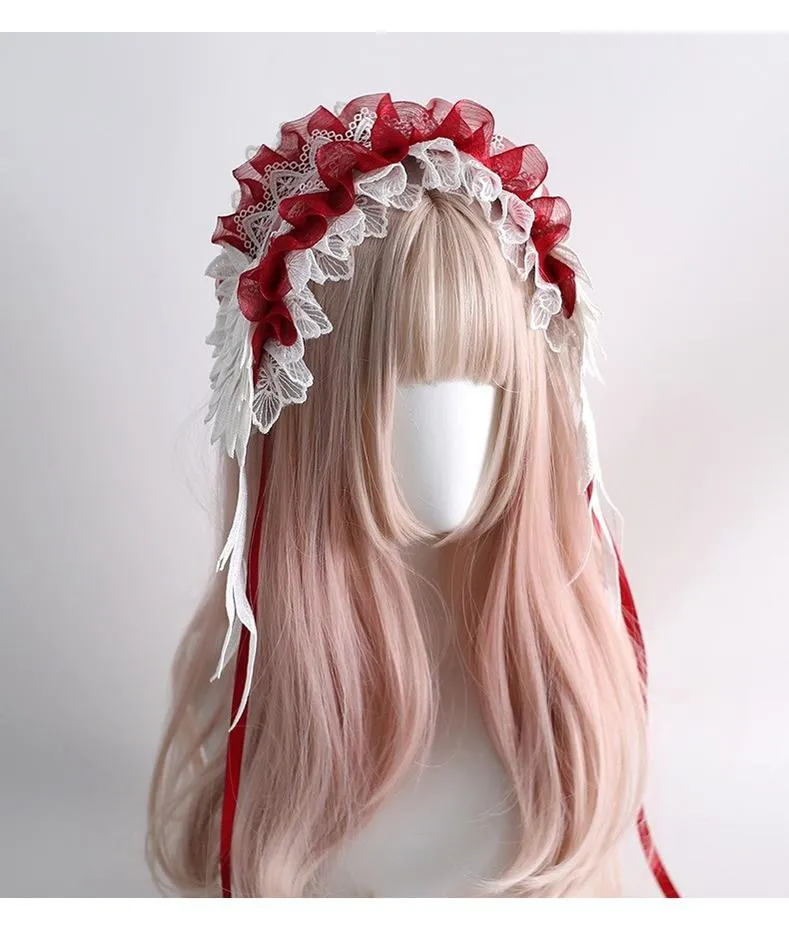 Xiaogui~Christmas Color Lolita Headdress Red and White Feather Accessory