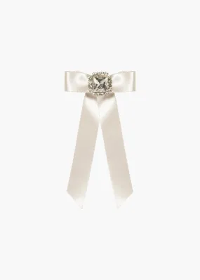 Zora Bow Barrette -- Cream